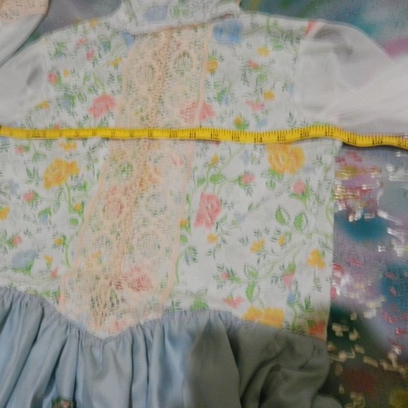 Hand Crafted prairiecore maxi dress vintage style Gunne Sax romantic long sleeve - Picture 10 of 16